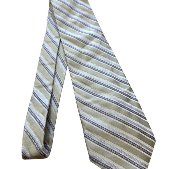 Calvin Klein Silk Tie Sage‎ And Blue Stripes Men Necktie 56 x 3.25 - Picture 3 of 5